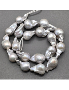 Бусины жемчуга Барокко, серый, 21-22 мм, нитка 2