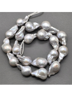 Бусины жемчуга Барокко, серый, 21-22 мм, нитка 2