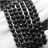 Бусины Агата, черный, граненный, 7.5 мм, нитка