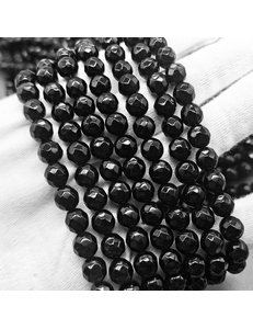 Бусины Агата, черный, граненный, 7.5 мм, нитка