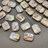 Жемчуг натуральный персиковый прямоугольник, 13*17 мм, шт