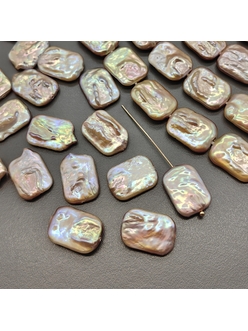 Жемчуг натуральный персиковый прямоугольник, 13*17 мм, шт