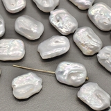 Жемчуг натуральный белый прямоугольник, 15*20 мм, шт