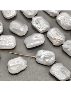 Жемчуг натуральный белый прямоугольник, 15*20 мм, шт