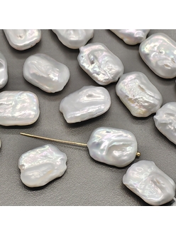 Жемчуг натуральный белый прямоугольник, 15*20 мм, шт