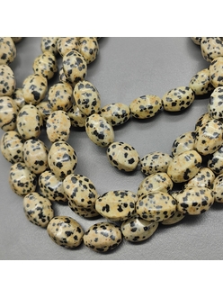 Бусина Яшма далматин Овал грани, 10*14 мм, за 14 бусин