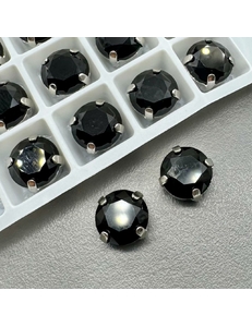 Кристаллы в цапах Круг, 10 мм, черный, родий