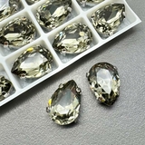 Кристаллы в цапах капля, 14*10 мм, серый, родий