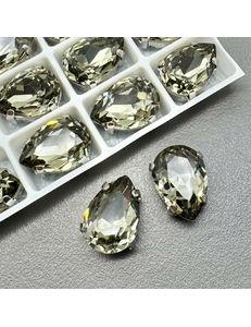 Кристаллы в цапах капля, 14*10 мм, серый, родий