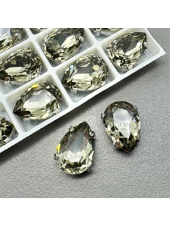 Кристаллы в цапах капля, 14*10 мм, серый, родий