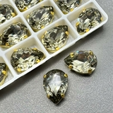 Кристаллы в цапах капля, 14*10 мм, серый, позолота