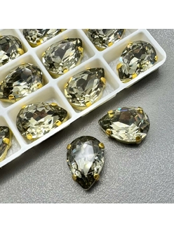 Кристаллы в цапах капля, 14*10 мм, серый, позолота