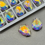 Кристаллы в цапах капля, 14*10 мм, АВ, родий