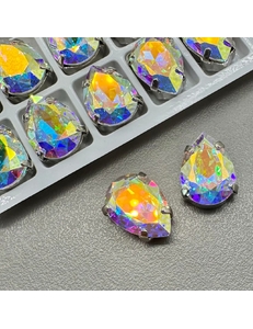 Кристаллы в цапах капля, 14*10 мм, АВ, родий