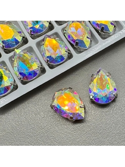 Кристаллы в цапах капля, 14*10 мм, АВ, родий