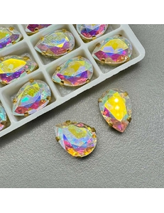 Кристаллы в цапах капля, 14*10 мм, АВ, позолота