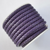 Плетеный кожаный шнур, 5 мм, фиолетовый