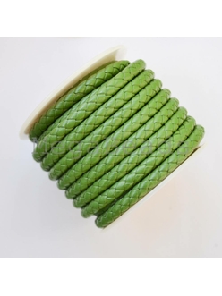 Плетеный кожаный шнур, 5 мм, зеленый